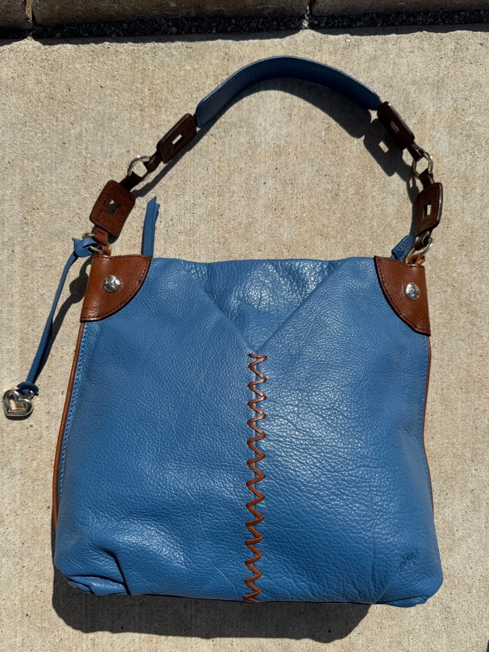 Brighton Blue Leather Shoulder Bag